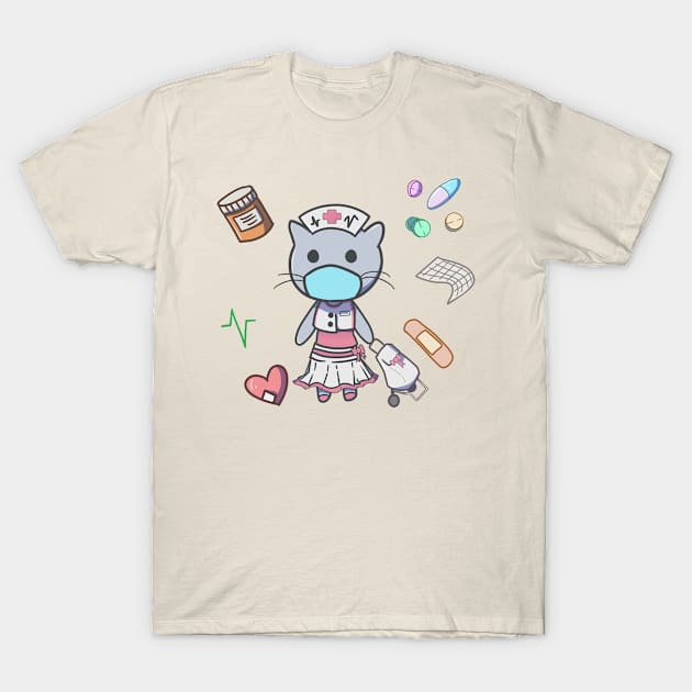 Nurse cat with hospital inspired items T-Shirt by  dwotea